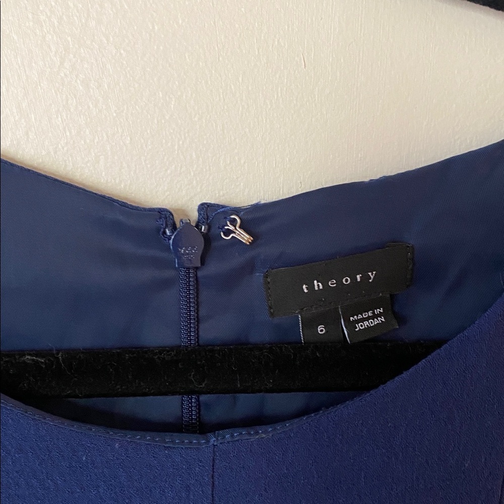Theory Wool Blend Sleeveless Tilfi K Korka Blue Fit and Flare Mini Dress Size 6 - Picture 3 of 10